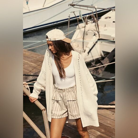 Free People Nightingale Cardi in optic white size large - Picture 2 of 8